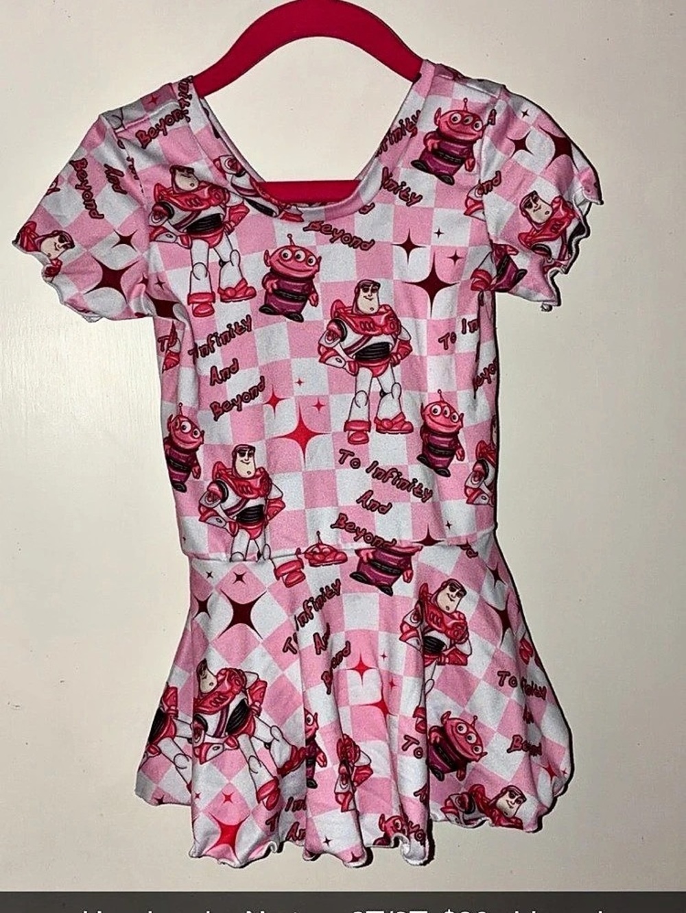 Girls Toy Story Checkered Dress Pink & White Size 2T/3T
